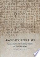 Ancient Greek Lists: Catalogue and Inventory Across Genres – PDF ebook
