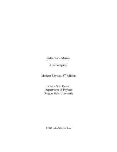 instructors solution manual for modern physics 3rd edition