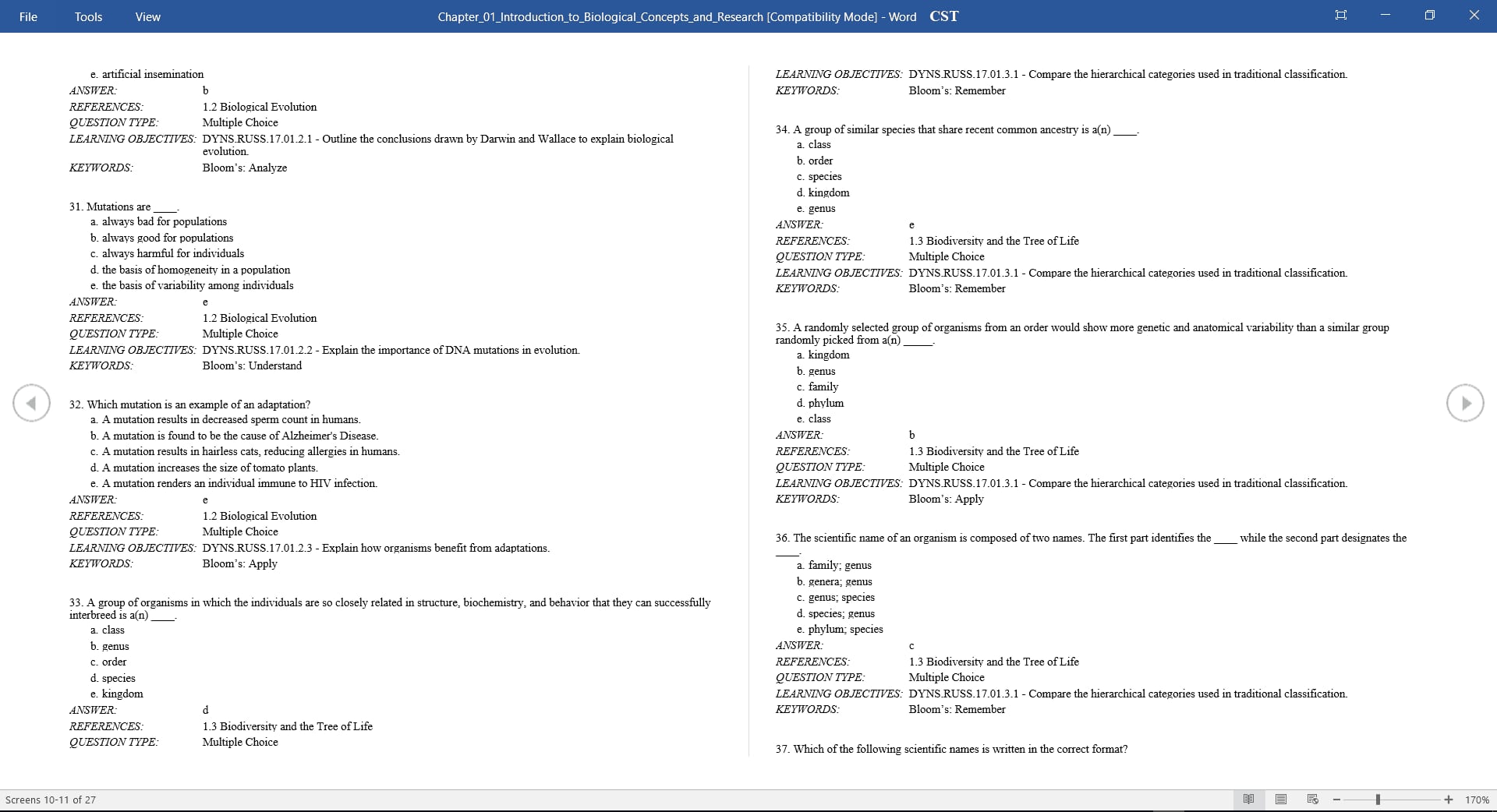 biology 4e test bank sample