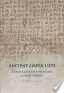 Ancient Greek Lists: Catalogue and Inventory Across Genres – PDF ebook