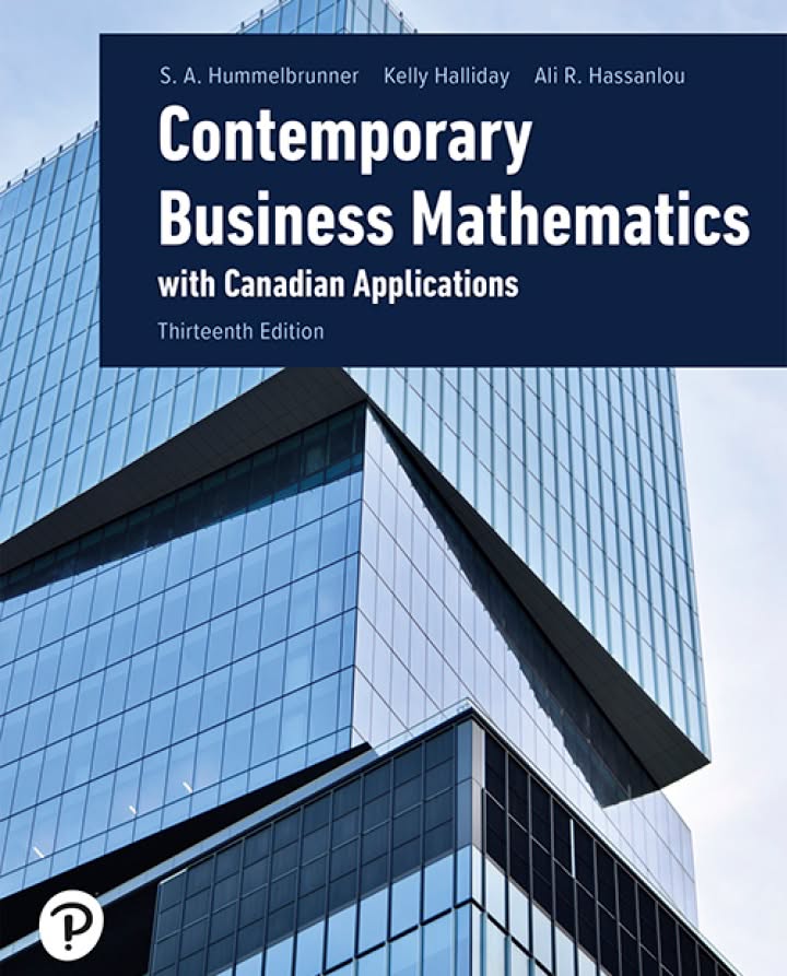 Contemporary Business Mathematics with Canadian Applications 13e